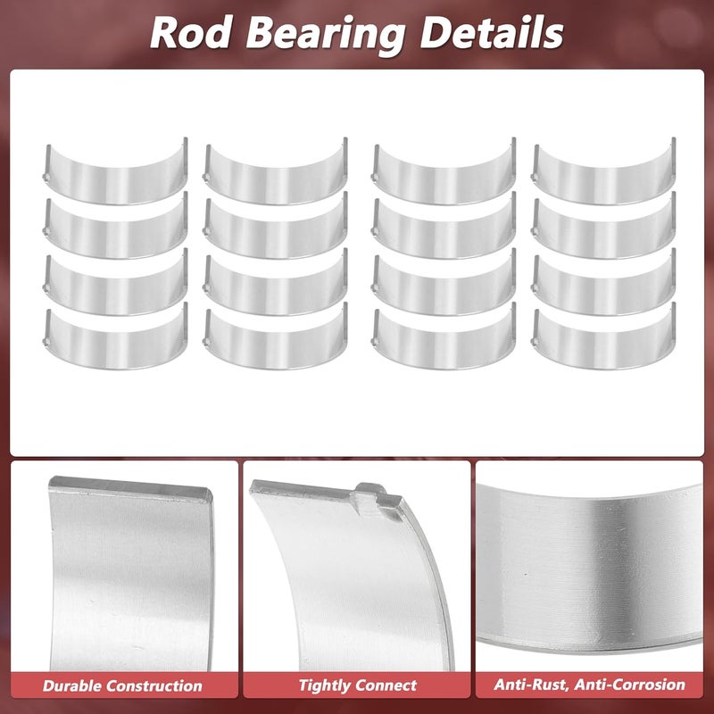 Partuto 16 Pcs Connecting Rod Bearing Set for Chrysler 300 for Dodge Challenger for Jeep Commander for Ram 1500 2500 Engine Rod Bearing Kit No.RB1160/84960P - Image 5